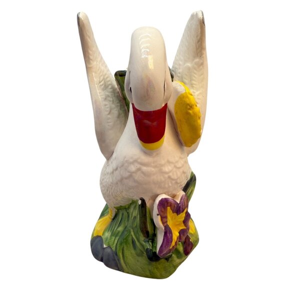 Ceramic Swan Taper Candle Holder Figurine Sunflower Hand Painted Spring Summer - Picture 5 of 9